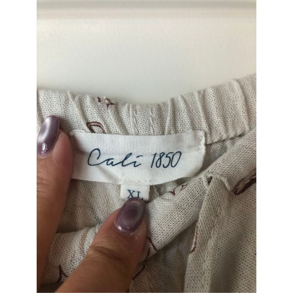 Cali1850 XL Western Print Wide-leg Linen Beach Pants cowgirl boho lounge - Picture 6 of 12